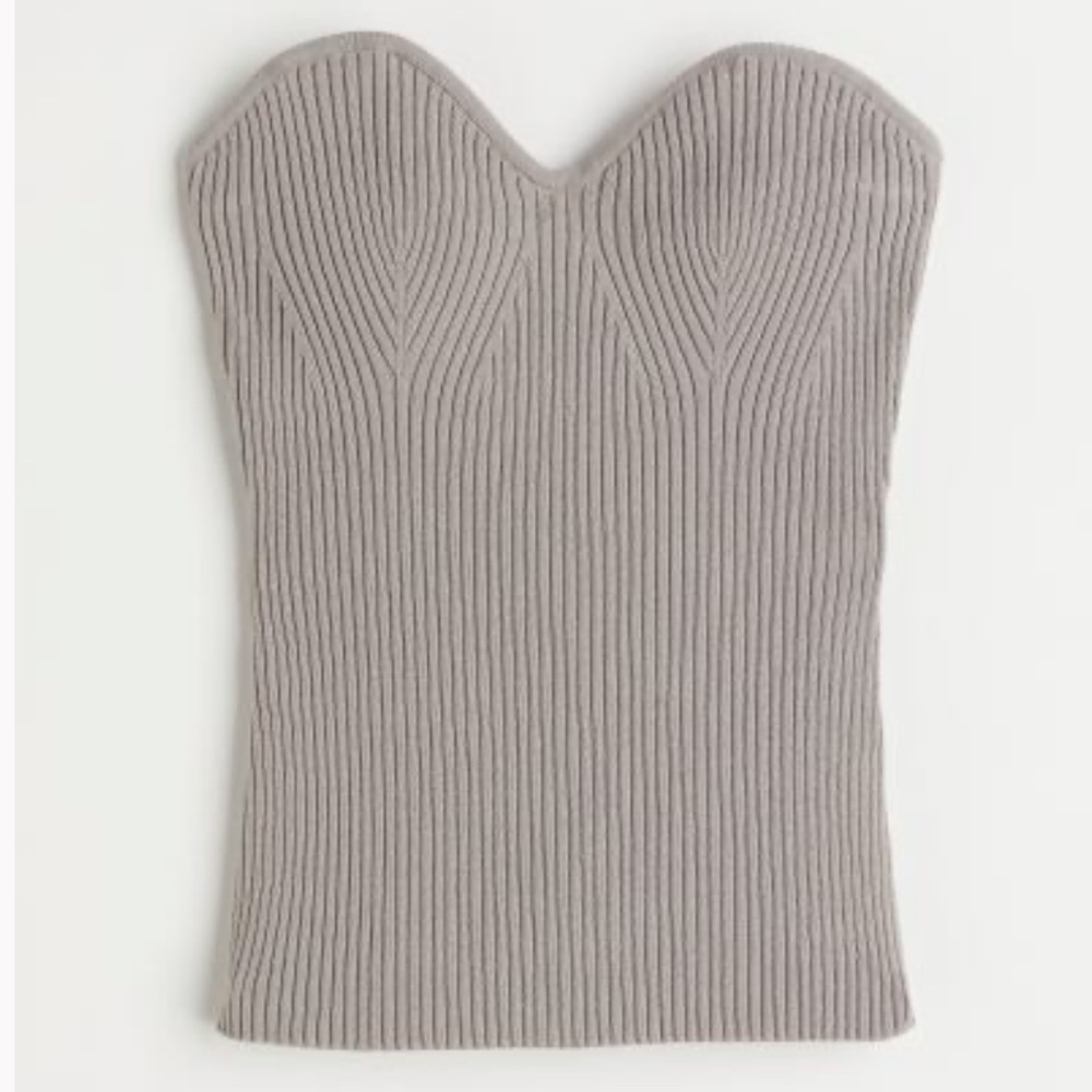 h&m taupe rib knit tube top women’s size s